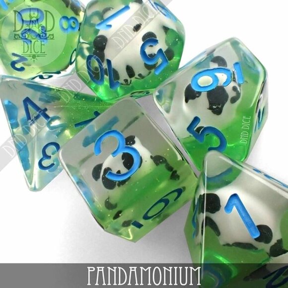 NEW - Dice Set - Pandamonium - Pandas - 7 Resin Dice - Dungeons and Dragons - Picture 2 of 3